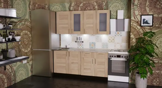 Кухонный гарнитур "Квадро дуб сонома/Малага" 1700 мм