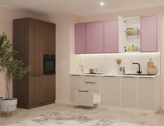 Кухня Софт Латте Шарли Pink 1200х2500